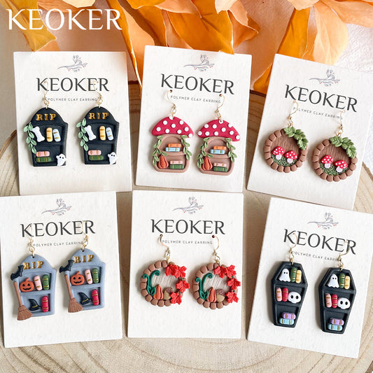 KEOKER Fall Bookshelf Polymer Clay Earrings