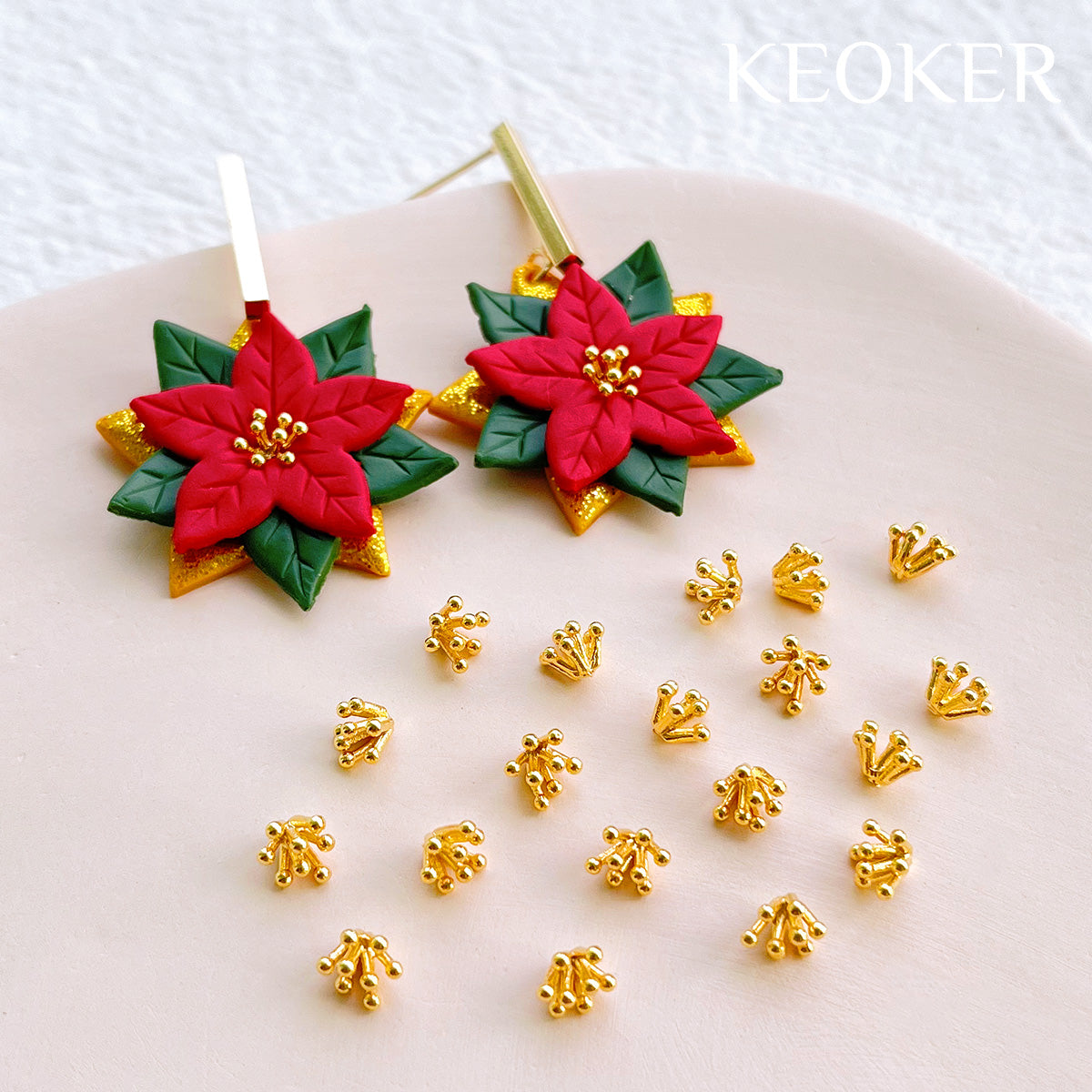 KEOKER 18K Gold Filled Flower Centers (10 PCS)