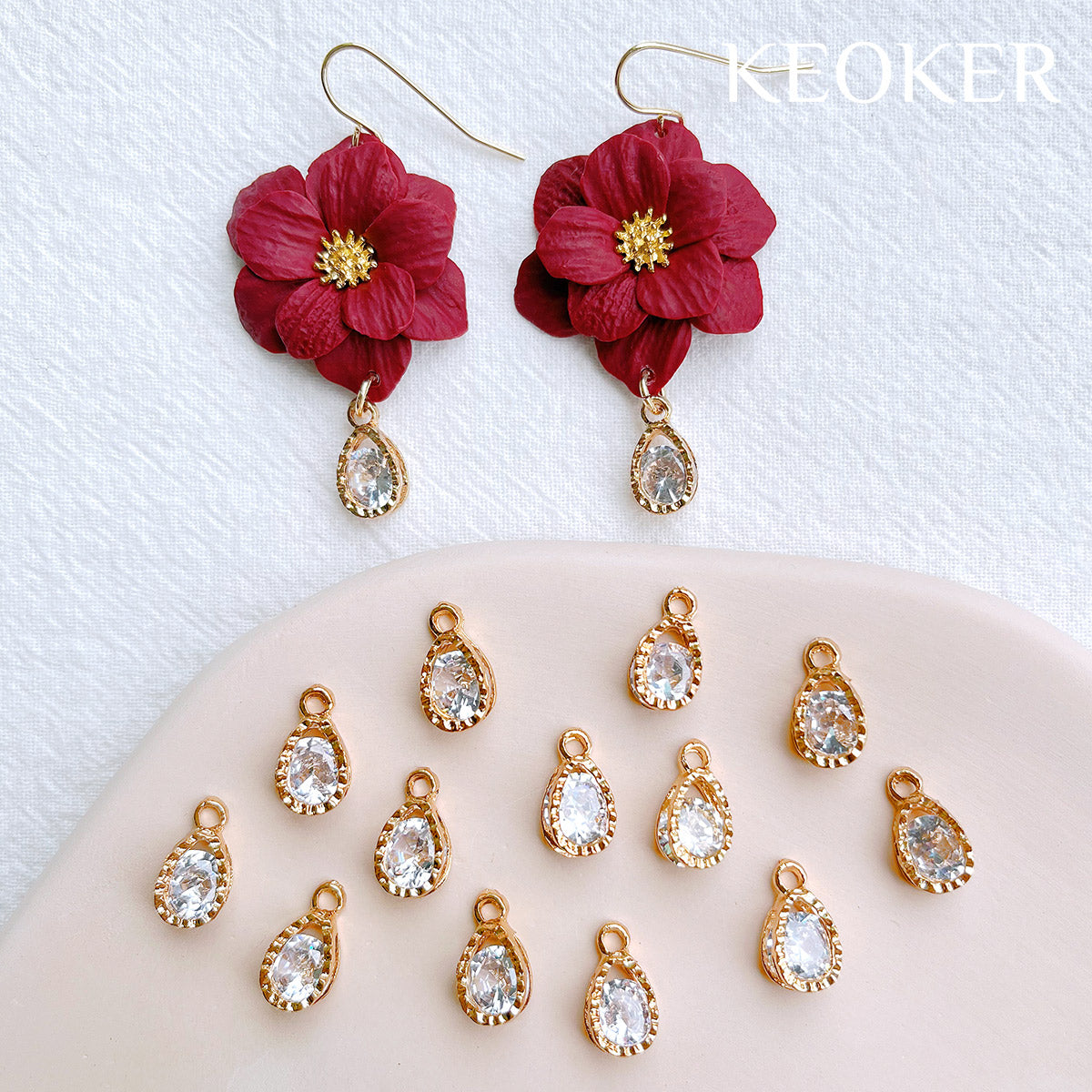 KEOKER 14K Gold Plated Crystal Pendant(10PCS)