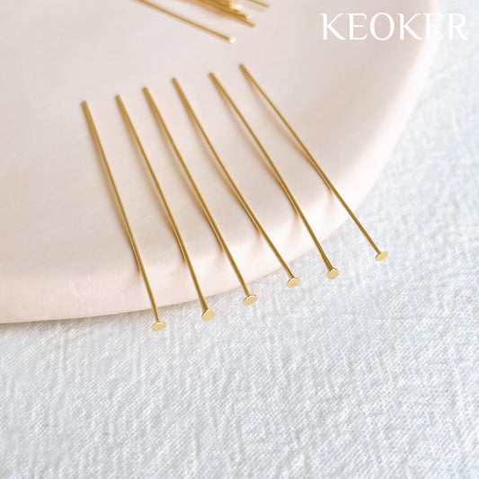 KEOKER 14K Gold Filled Flat Head Pins (50pcs)