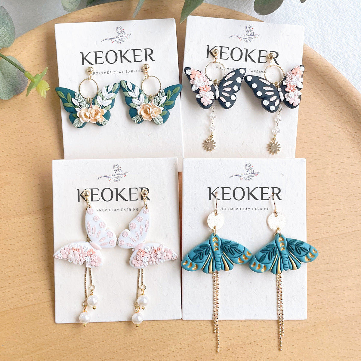 Pendientes de arcilla polimérica con forma de mariposa de KEOKER