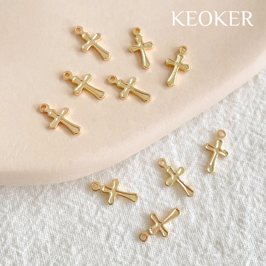 KEOKER 14K Gold Filled Cross Charms With Loop (10 PCS)