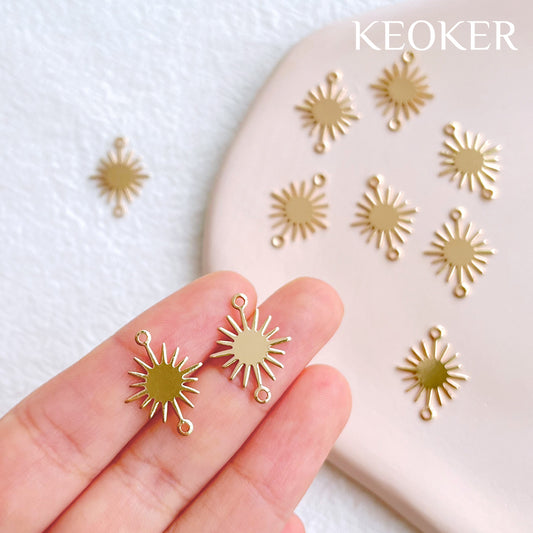 KEOKER 14K Gold Plated Sun Connector Charms (10 PCS)