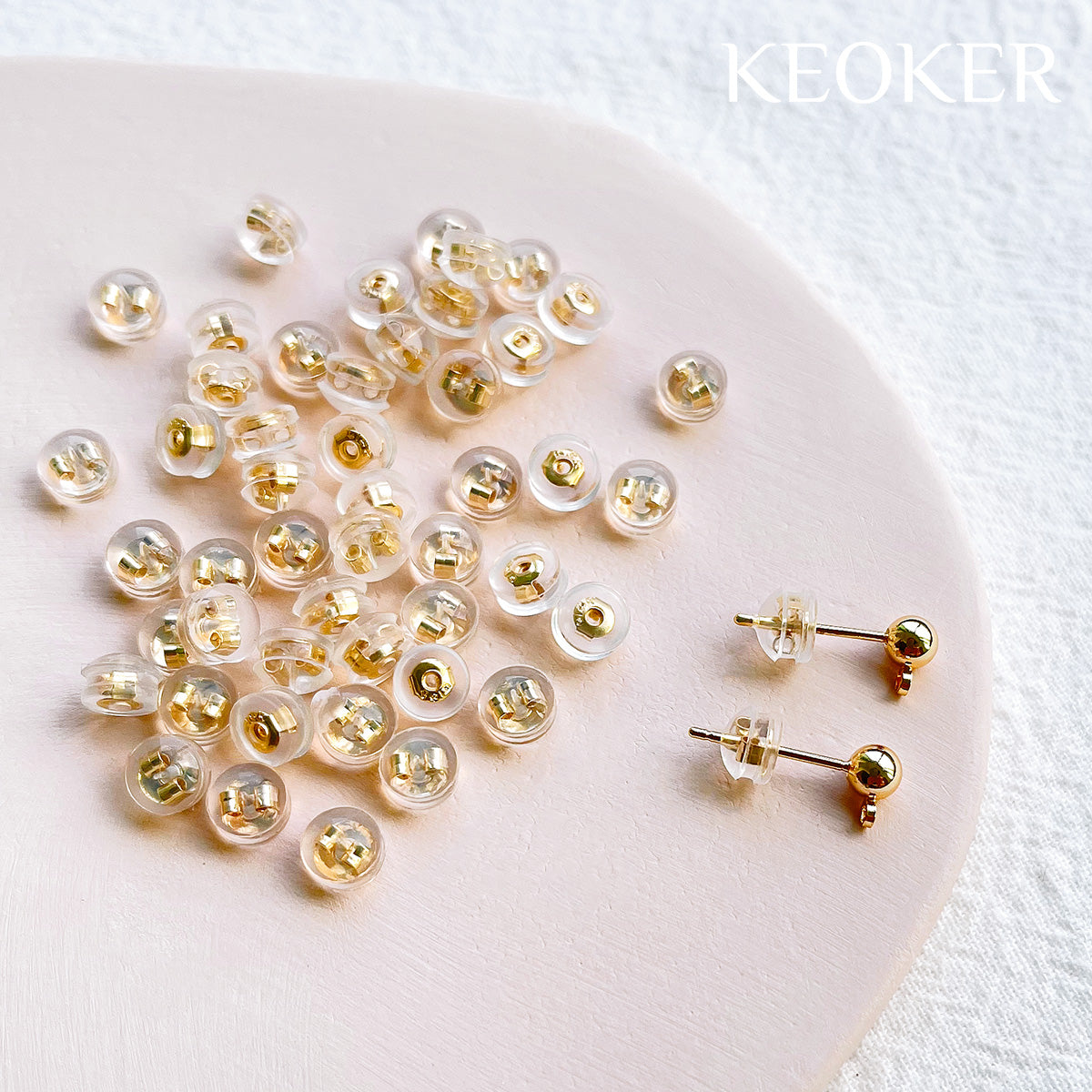 KEOKER 14K Gold Filled Earring Back Stoppers with Silicone Covers (50PCS)