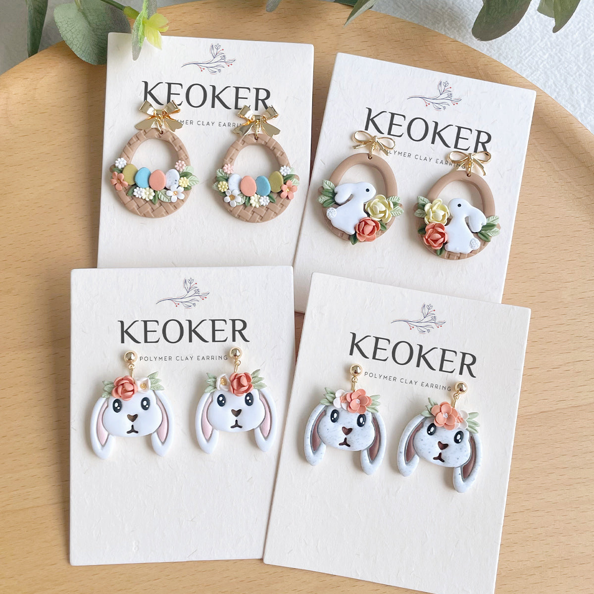 KEOKER Rabbit Polymer Clay Earrings