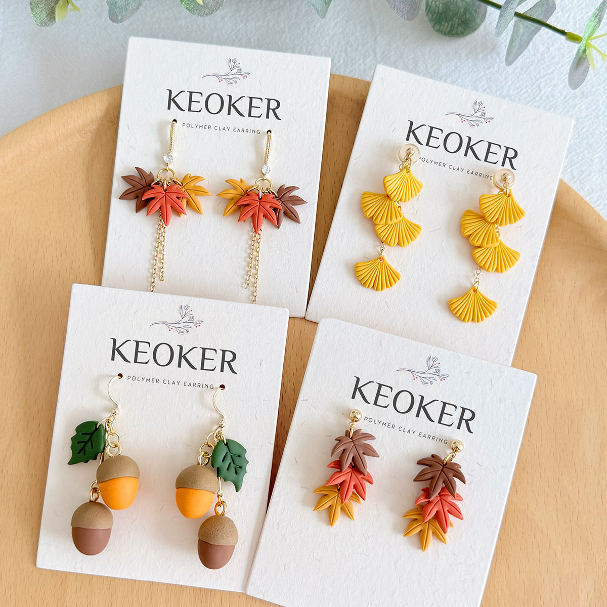 KEOKER Leaf Polymer Clay Earrings