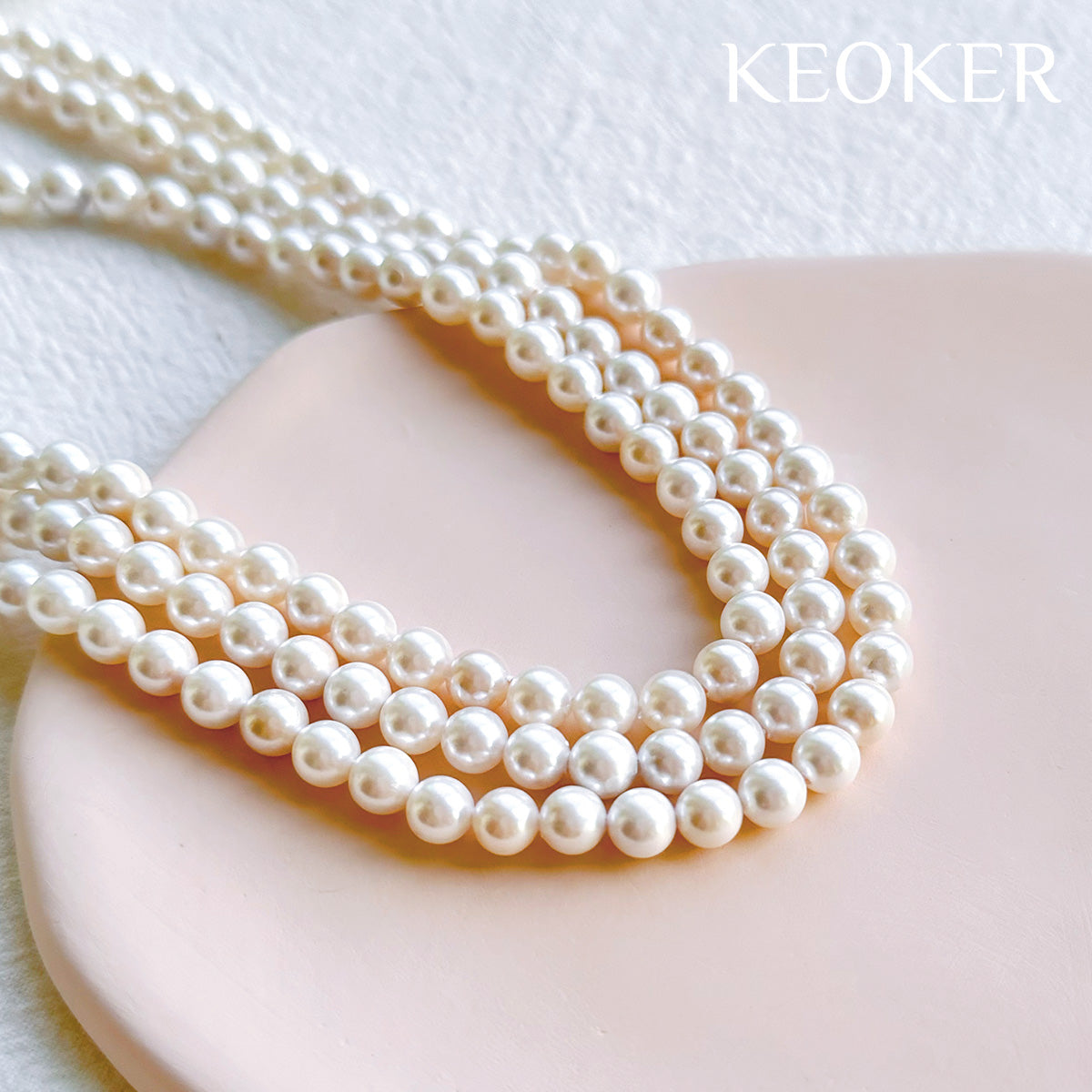 KEOKER 6mm White Round Shell Pearl Beads (approx 63PCS)