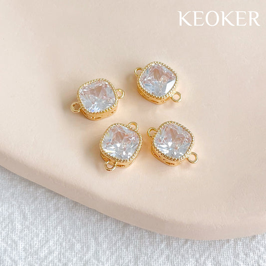 KEOKER 14K Gold Filled Square Zircon Connectors (4PCS)