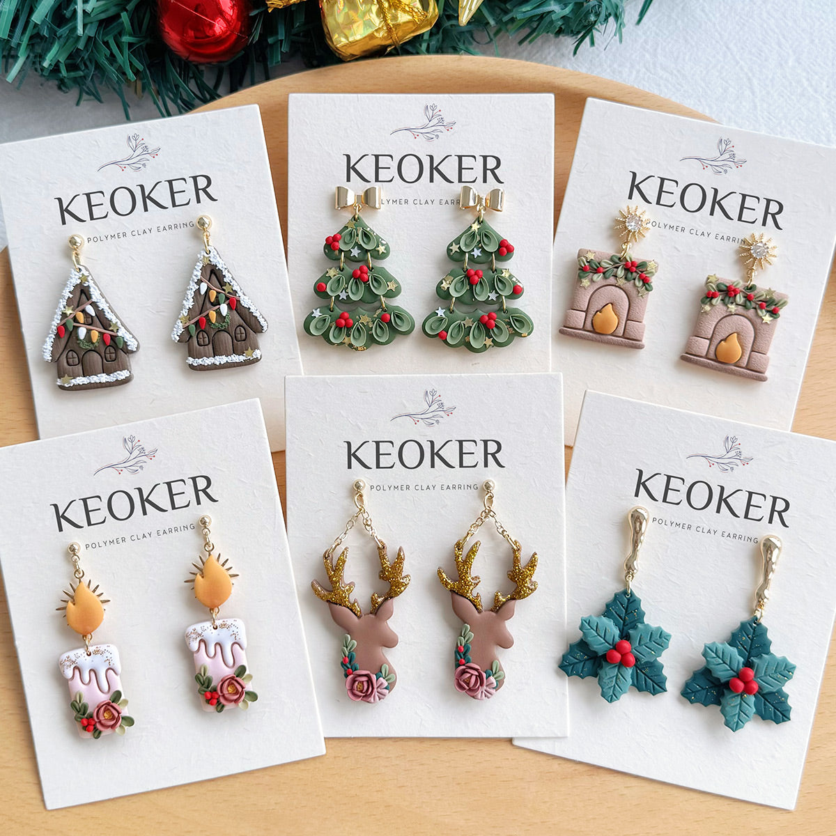 KEOKER Christmas Polymer Clay Earrings