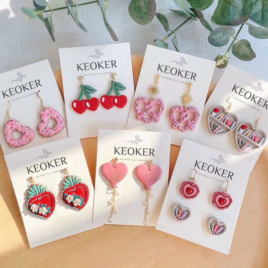 KEOKER Valentine's Day Polymer Clay Earrings, Heart Clay Earrings