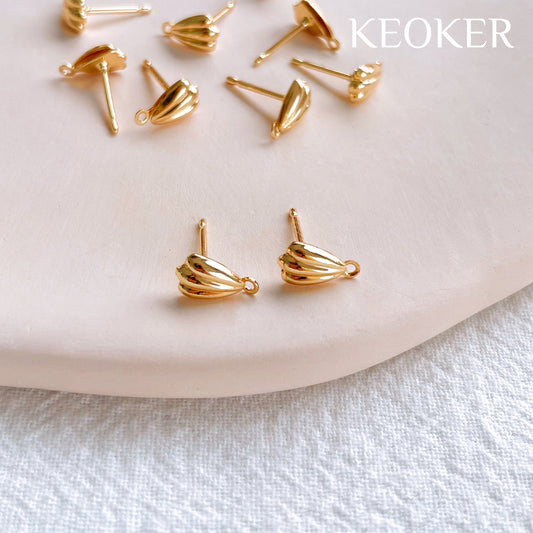 KEOKER 14K Gold Filled Shell Earring Post with Loop (10 PCS)