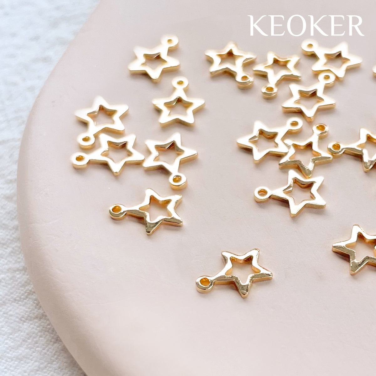 Dije de estrella de 6 mm relleno de oro de 14 quilates de KEOKER con lazo (10 piezas)