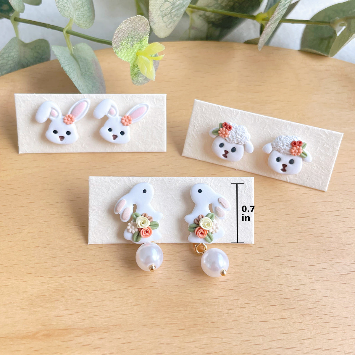 KEOKER Rabbit / Sheep Polymer Clay Earrings