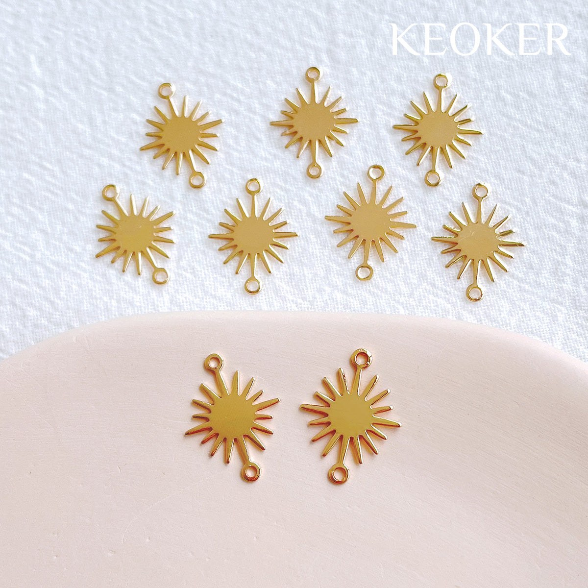 KEOKER 14K Gold Plated Sun Connector Charms (10 PCS)