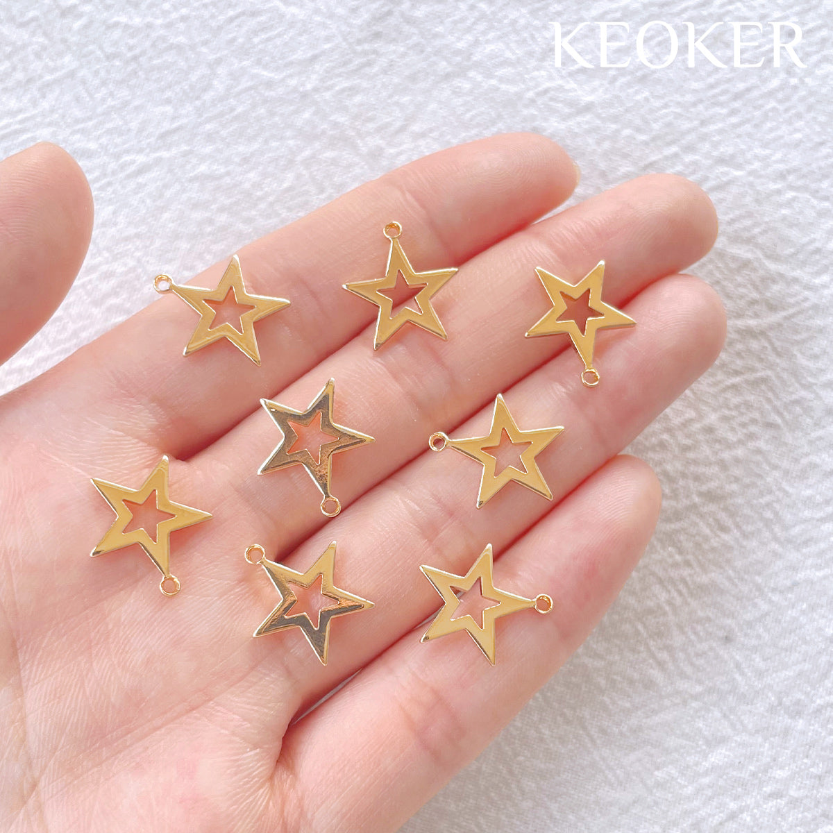 Dije de estrella de 12 mm relleno de oro de 14 quilates de KEOKER con lazo (10 piezas)