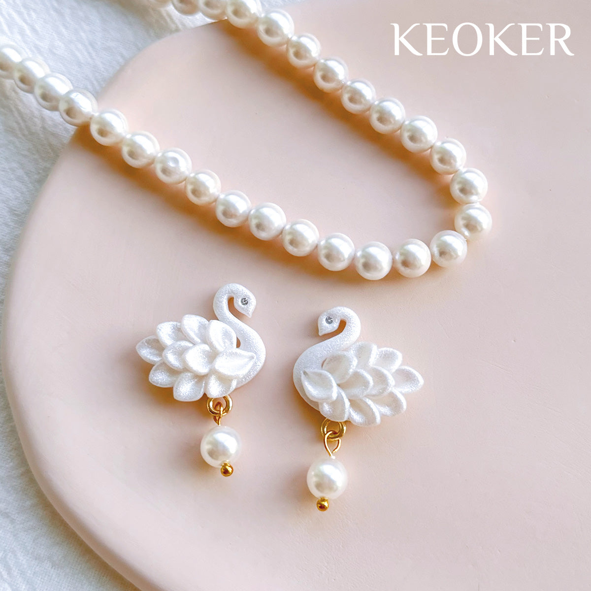 KEOKER 6mm White Round Shell Pearl Beads (approx 63PCS)