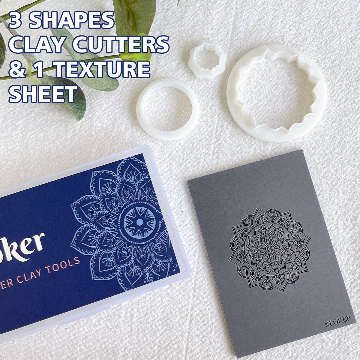 KEOKER Mandala Polymer Clay Cutters & Texture Mats For Clay