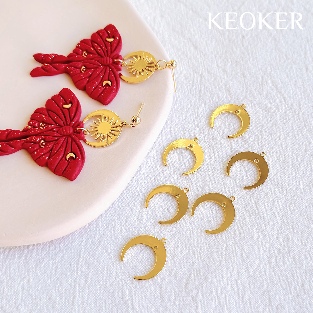 KEOKER 14K Gold Filled Moon Charms (10 PCS)