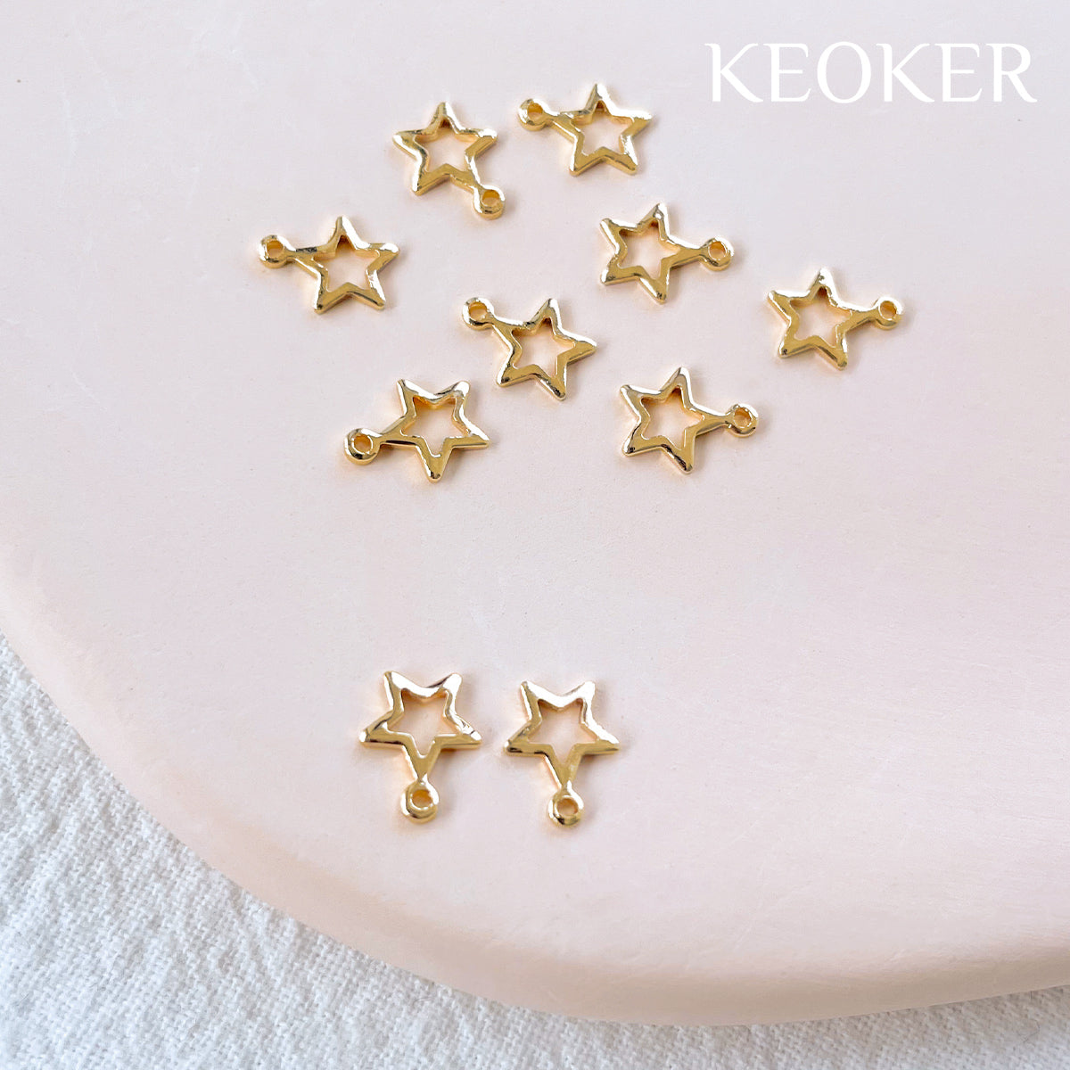 Dije de estrella de 6 mm relleno de oro de 14 quilates de KEOKER con lazo (10 piezas)