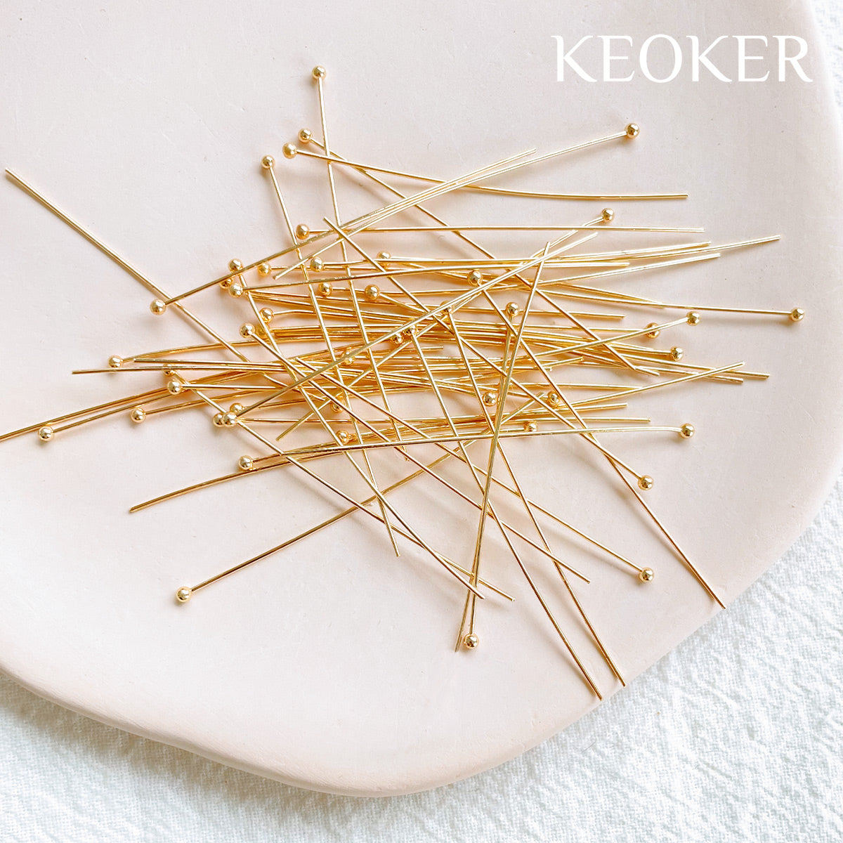 KEOKER 14K Gold/Rhodium Filled Ball Head Pins (50pcs)