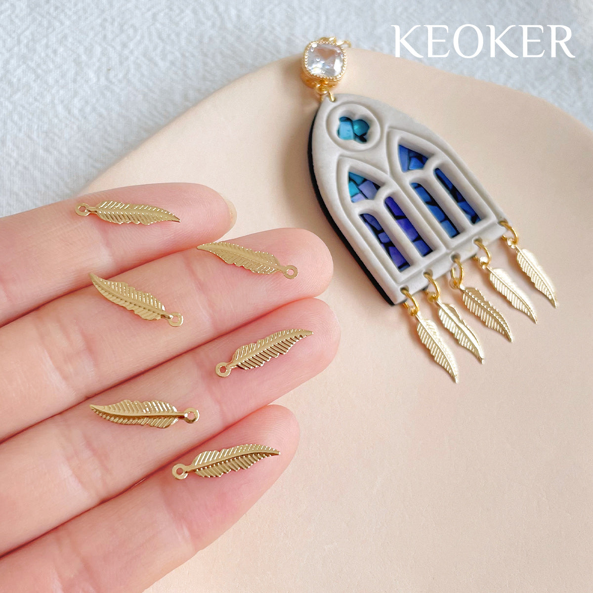 KEOKER 14K Gold Filled Feather Pendant (10 PCS)