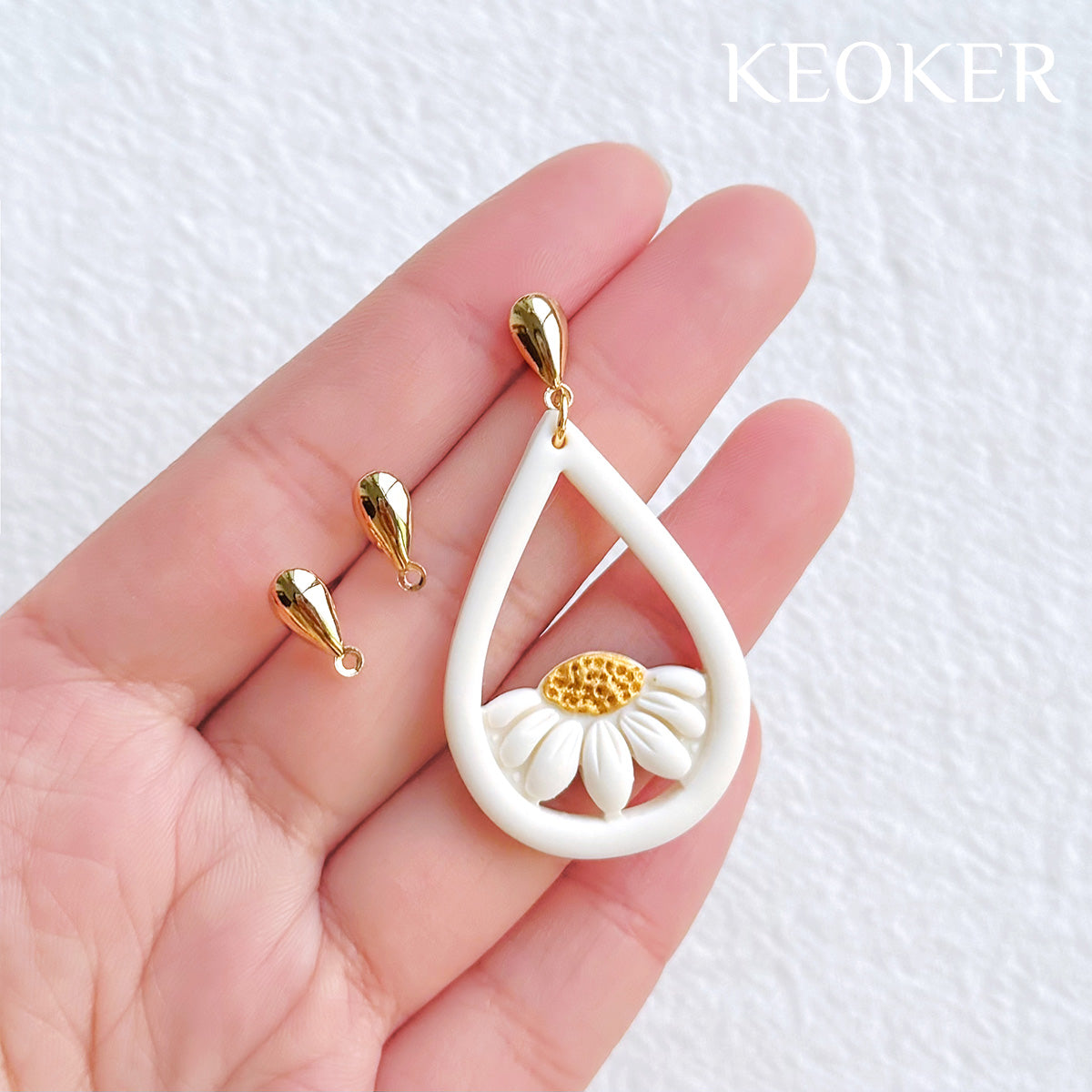 KEOKER 14K Gold Filled Water Drop Stud Earrings With Loop (10 PCS)