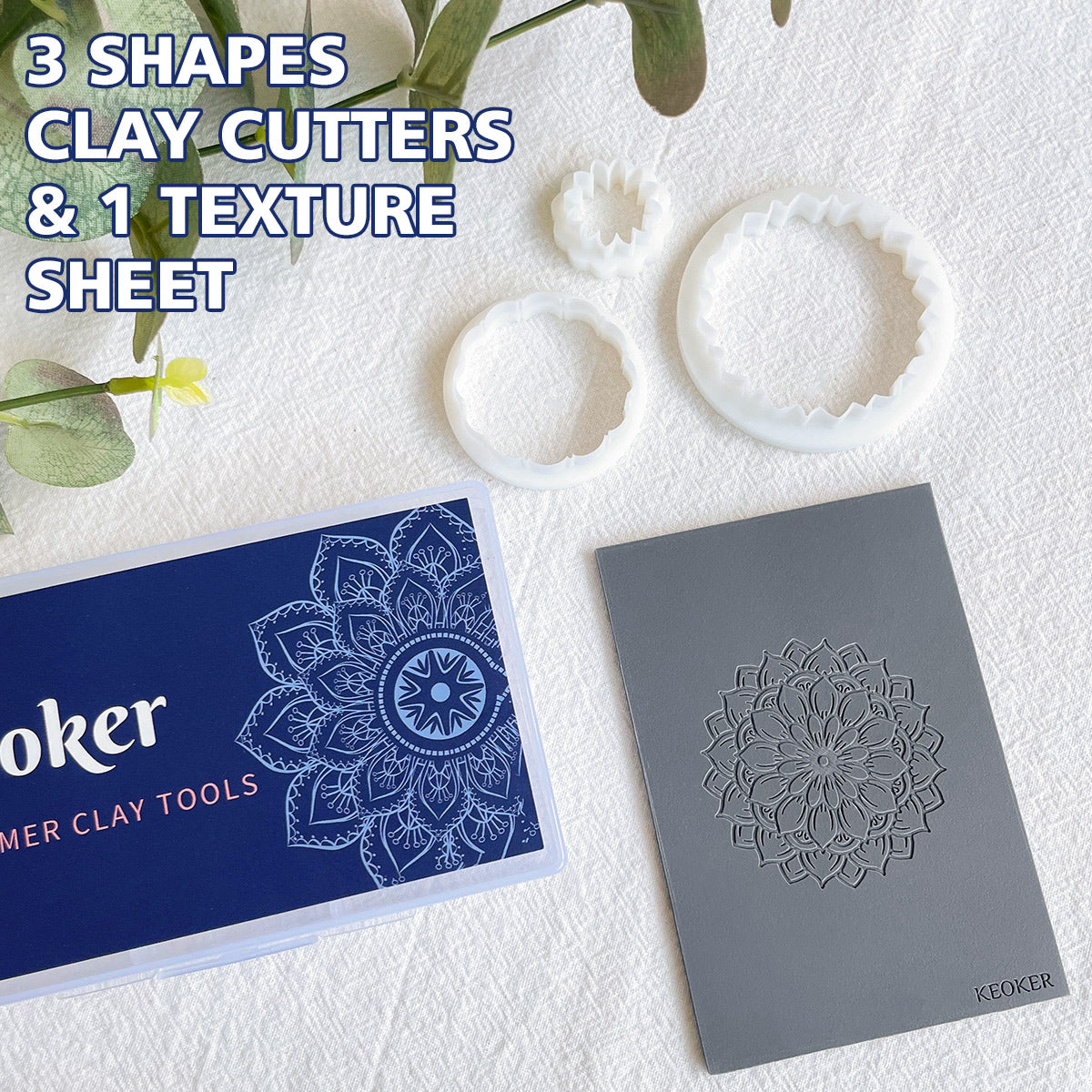 KEOKER Mandala Polymer Clay Cutters & Texture Mats For Clay