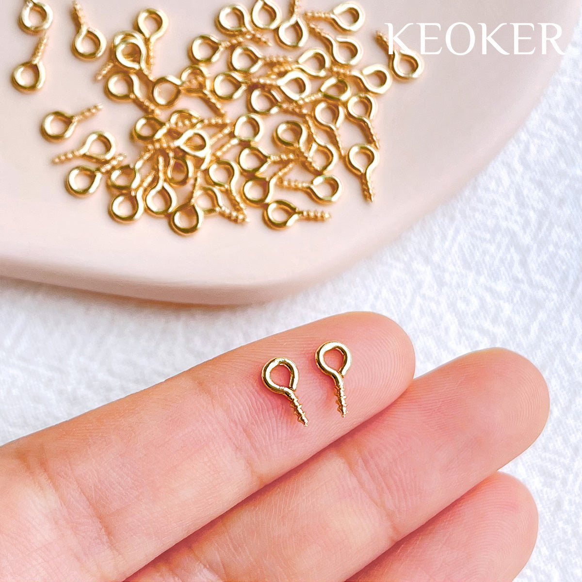 KEOKER 14K Gold Filled Tiny Eye Screws (50 PCS)