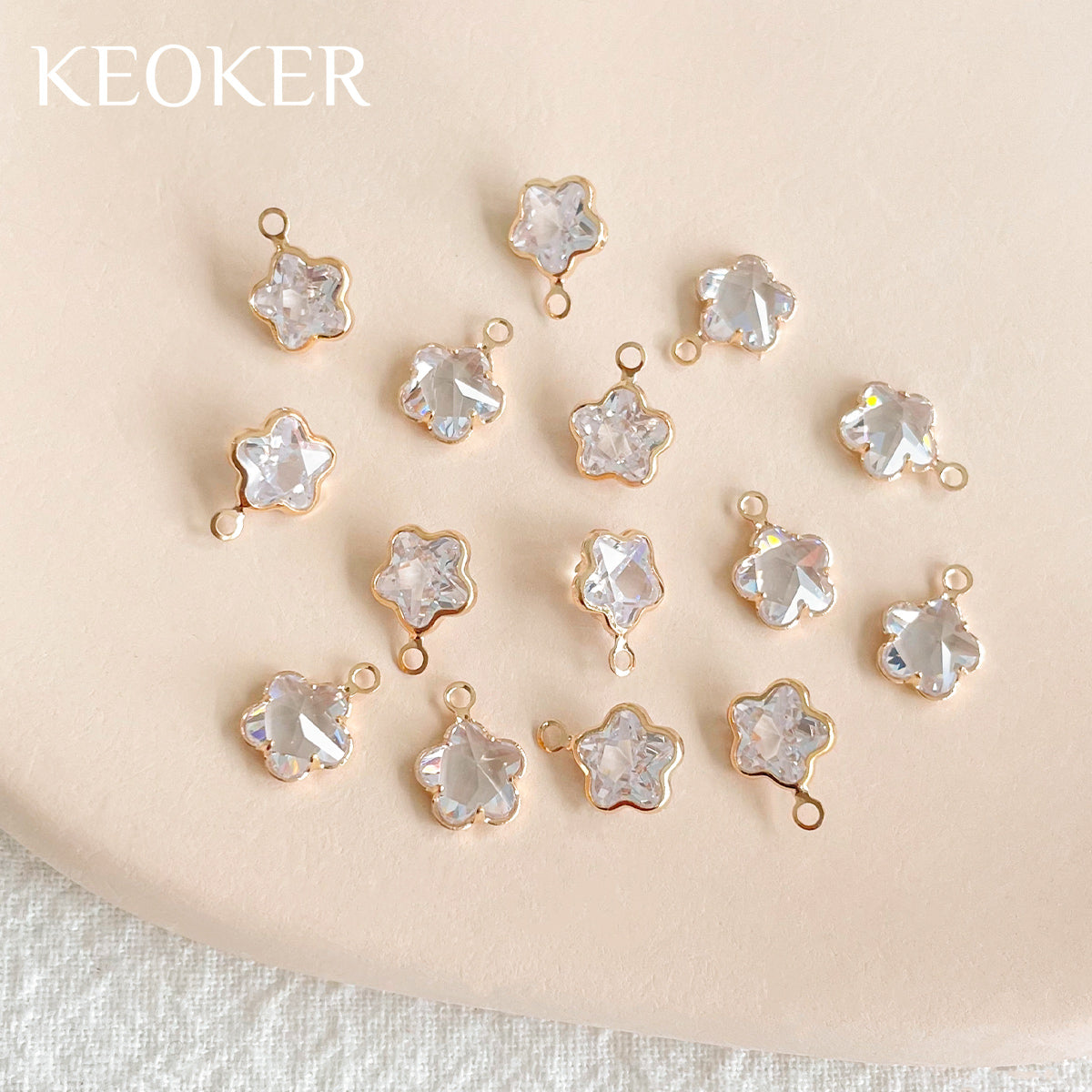 KEOKER 14K Gold Filled Zircon Flower Pendant (10PCS)