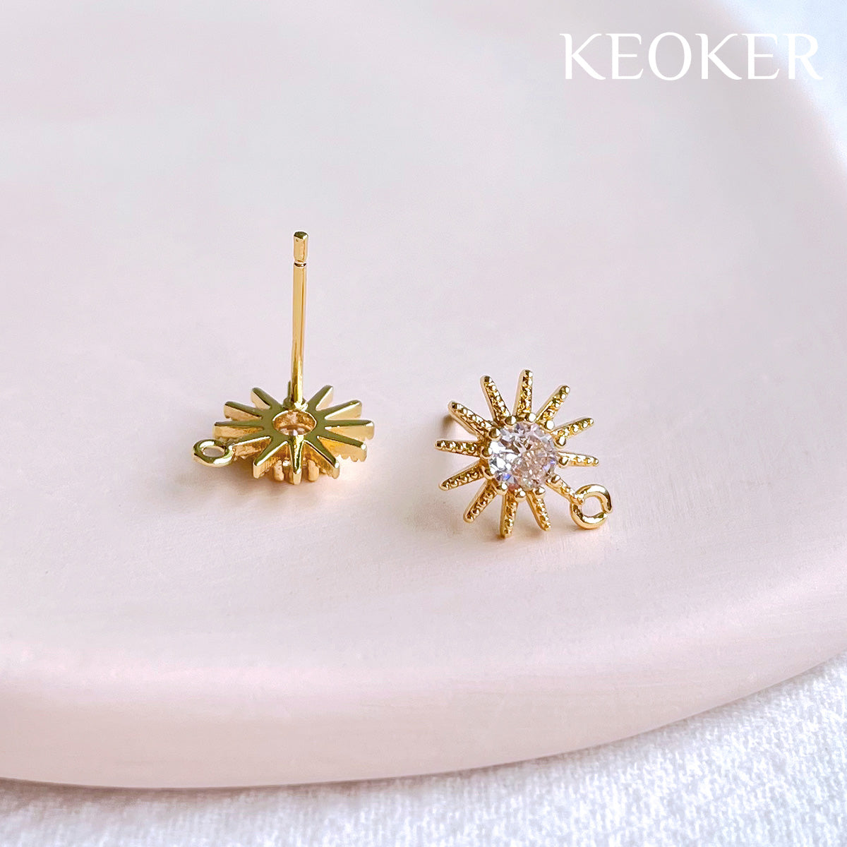 KEOKER 14K Gold Filled Sun Zircon Earring with Loop (4 PCS)