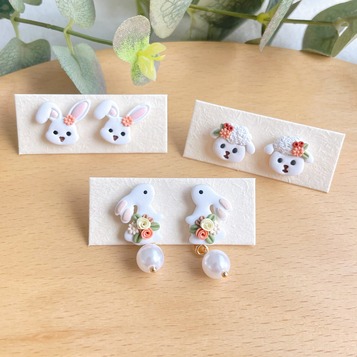 KEOKER Rabbit / Sheep Polymer Clay Earrings