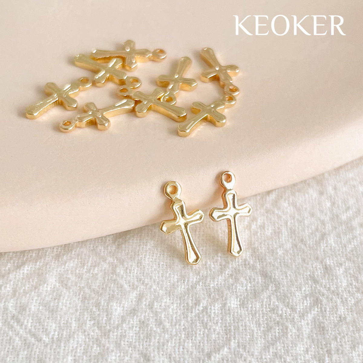 KEOKER 14K Gold Filled Cross Charms With Loop (10 PCS)