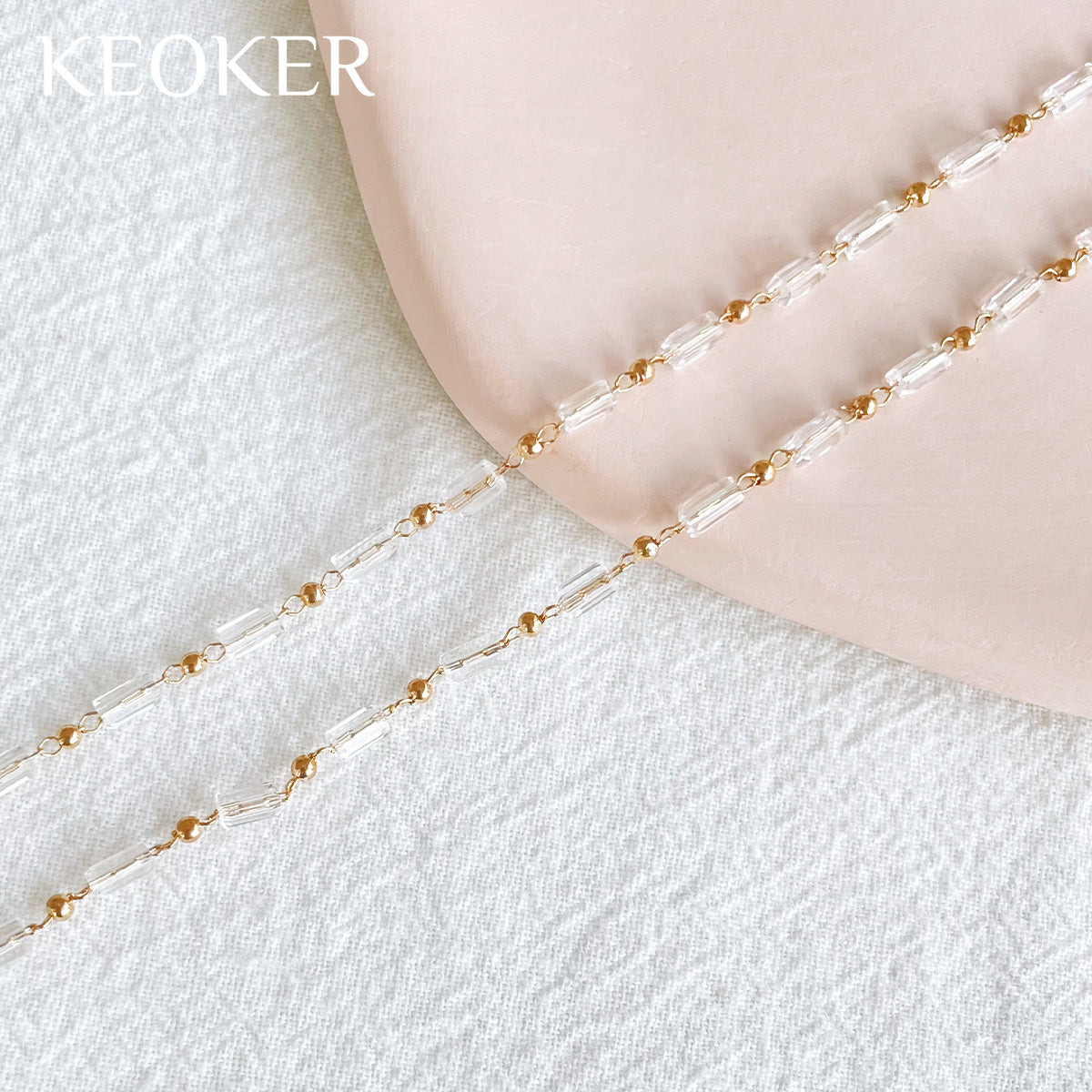 KEOKER 14k Gold Filled Crystal Zircon Chain (50cm)