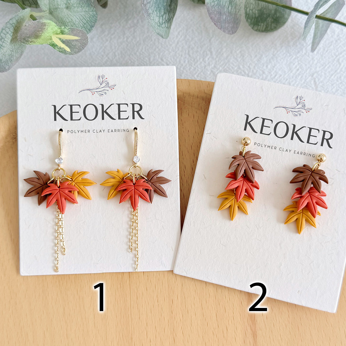 KEOKER Leaf Polymer Clay Earrings