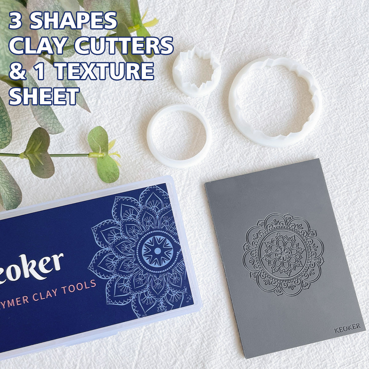 KEOKER Mandala Polymer Clay Cutters & Texture Mats For Clay