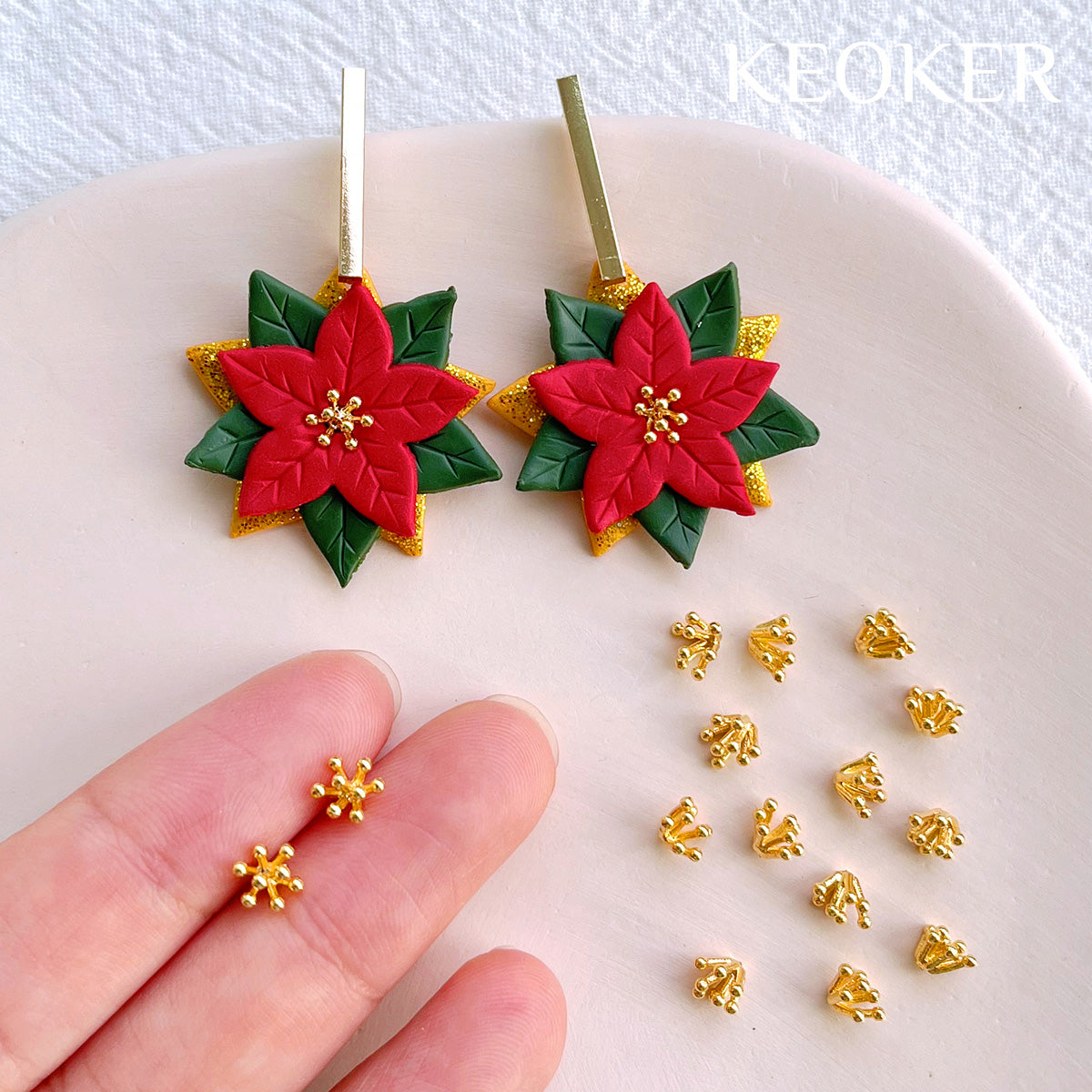 KEOKER 18K Gold Filled Flower Centers (10 PCS)