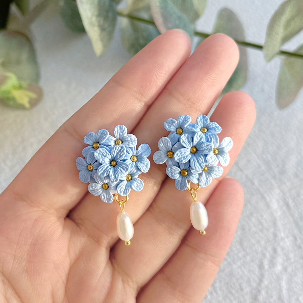 KEOKER Hydrangea Polymer Clay Stud Earrings