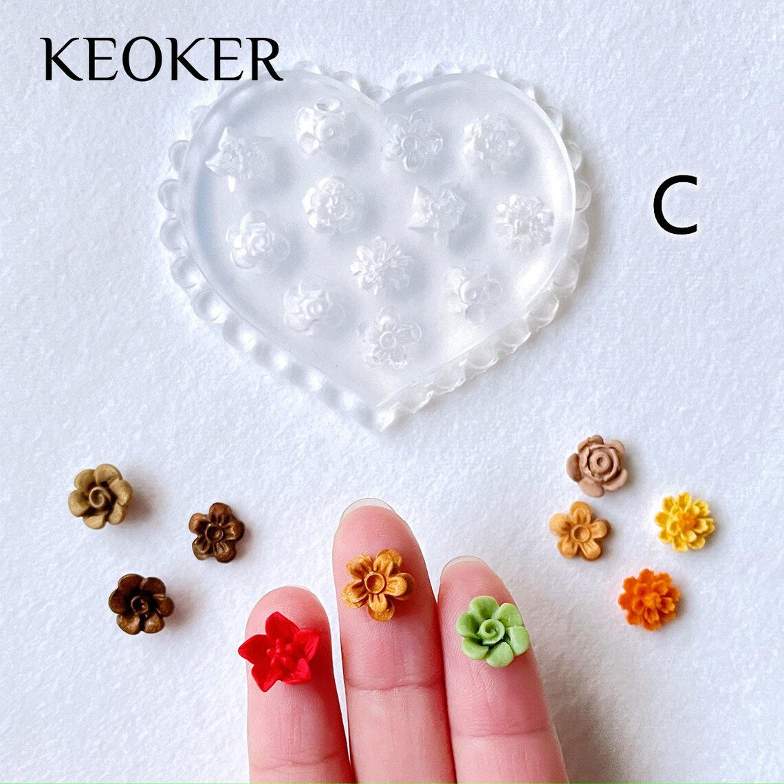 KEOKER Mini Flower Polymer Clay Molds(4 Pcs)