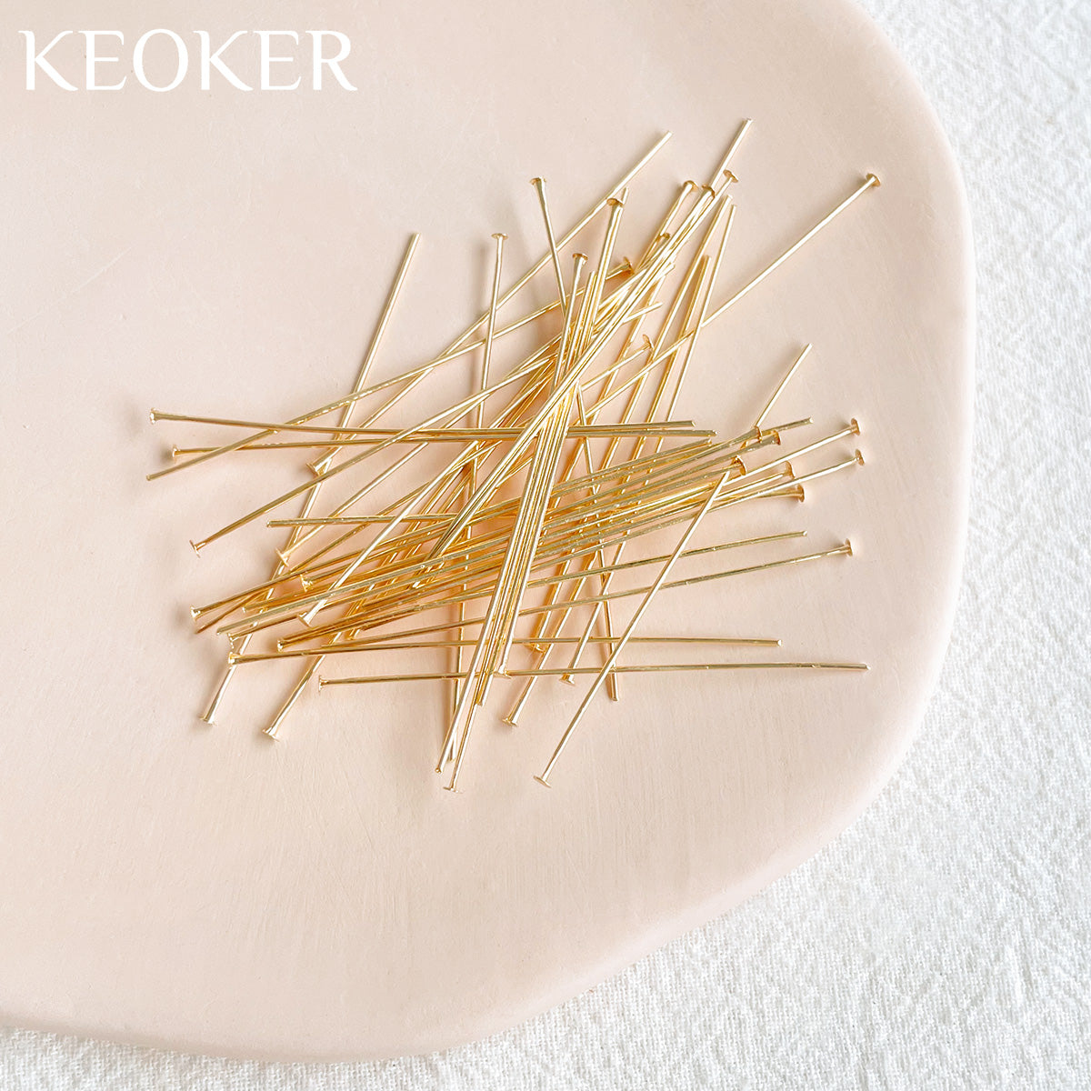 KEOKER 14K Gold Filled Flat Head Pins (50pcs)