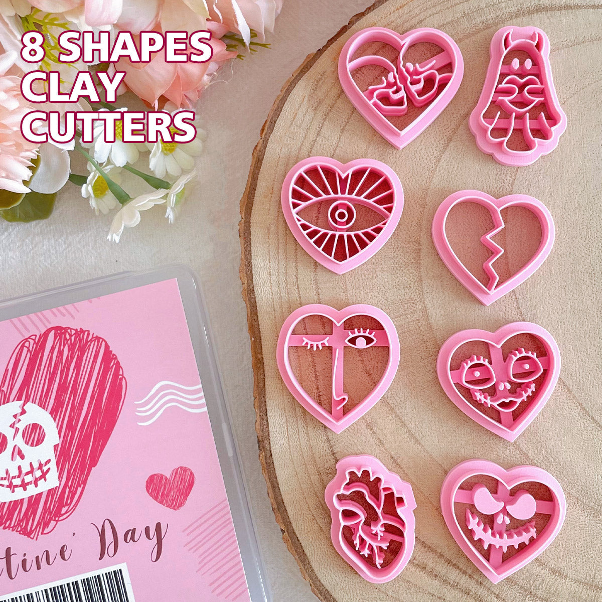 KEOKER Horror-Themed Valentines Day Clay Cutters(8 shapes)