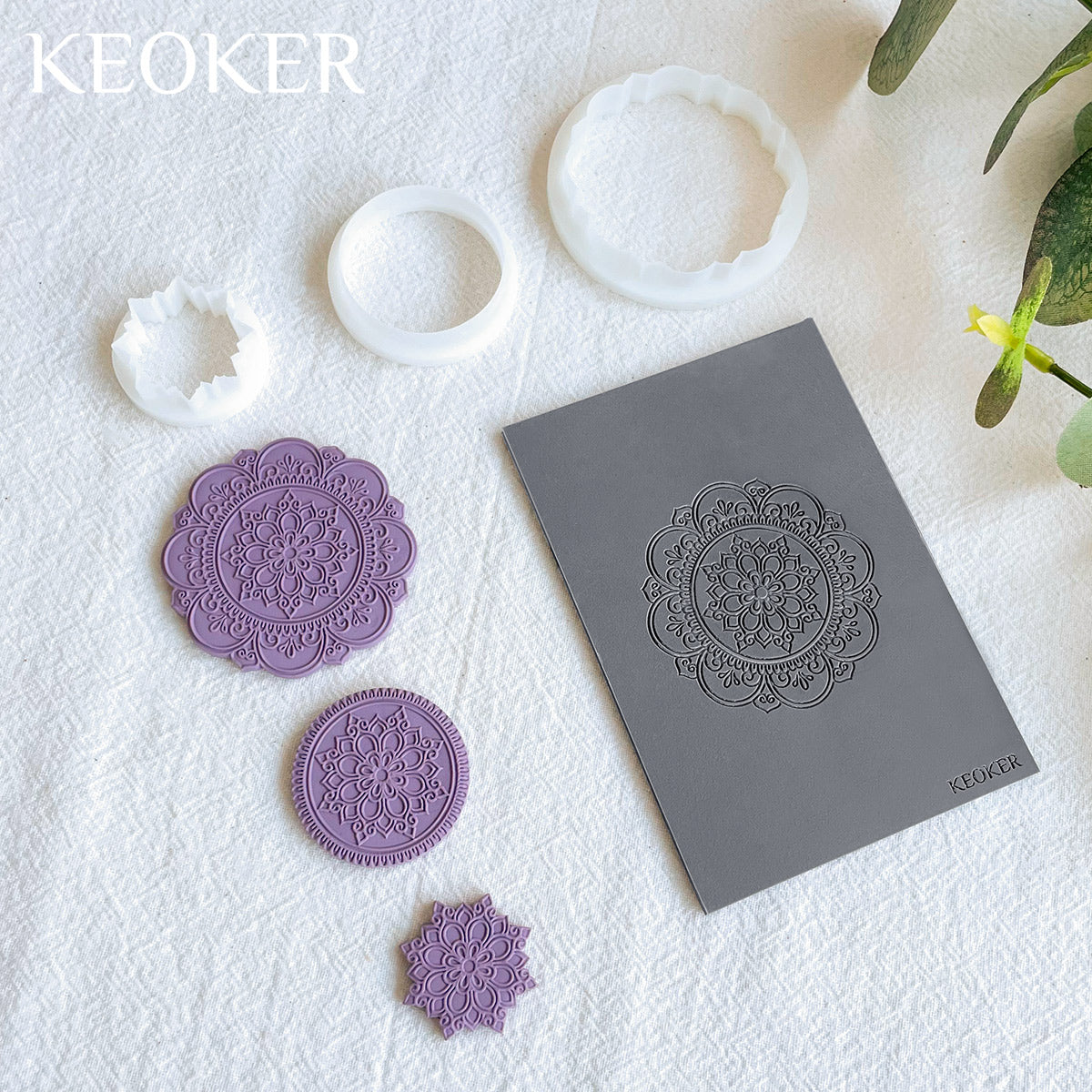 KEOKER Mandala Polymer Clay Cutters & Texture Mats For Clay