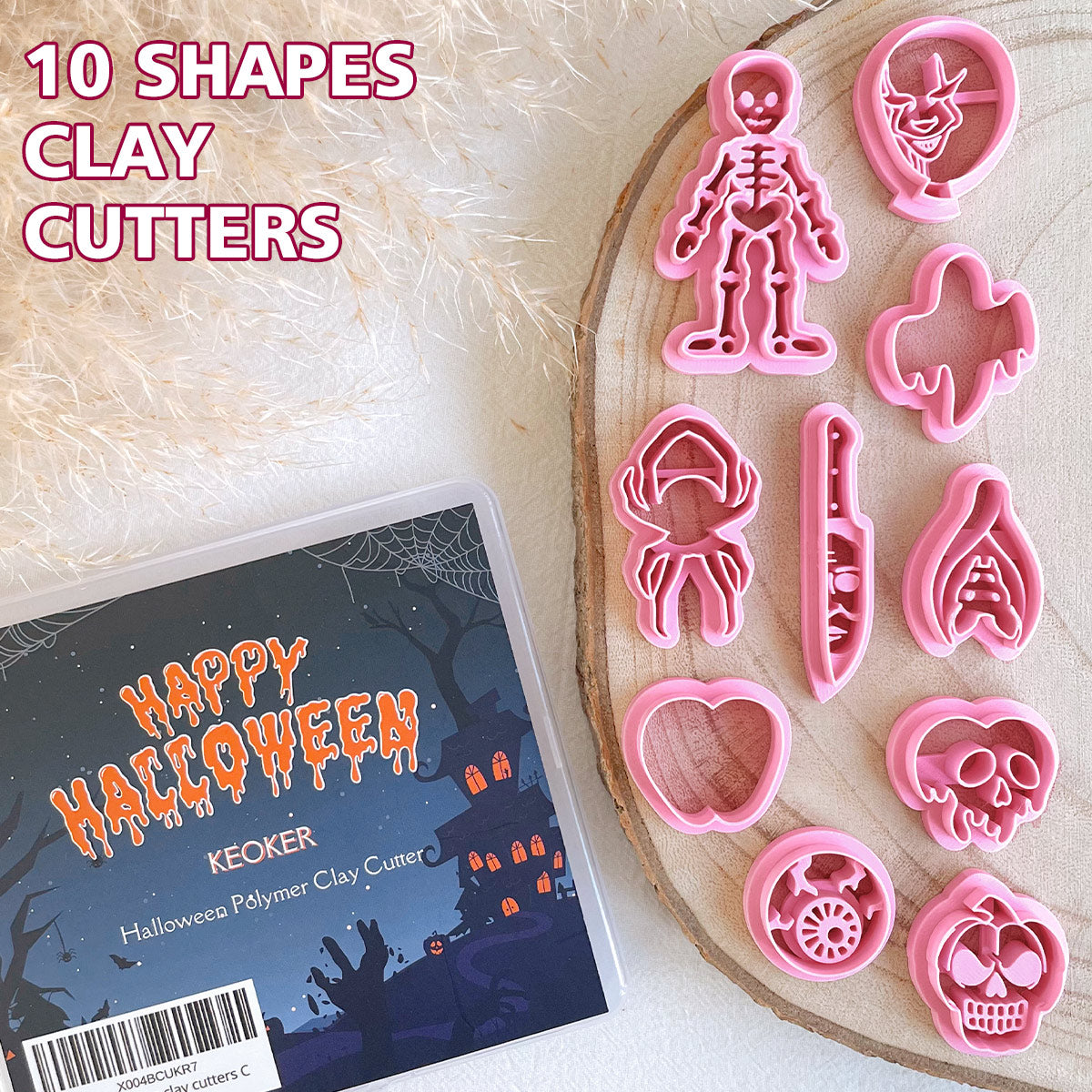 KEOKER Halloween Polymer Clay Cutters (10 Shapes)