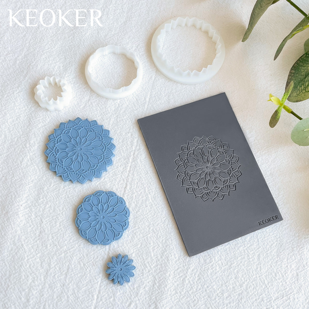 KEOKER Mandala Polymer Clay Cutters & Texture Mats For Clay