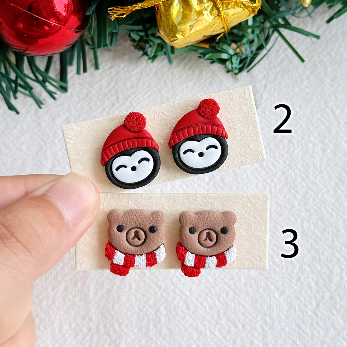 KEOKER Christmas Polymer Clay Stud Earrings