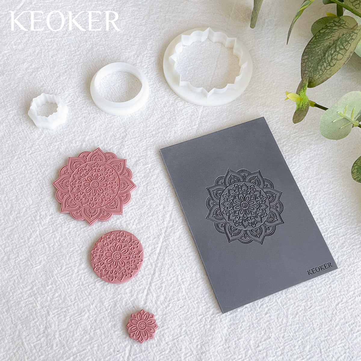 KEOKER Mandala Polymer Clay Cutters & Texture Mats For Clay