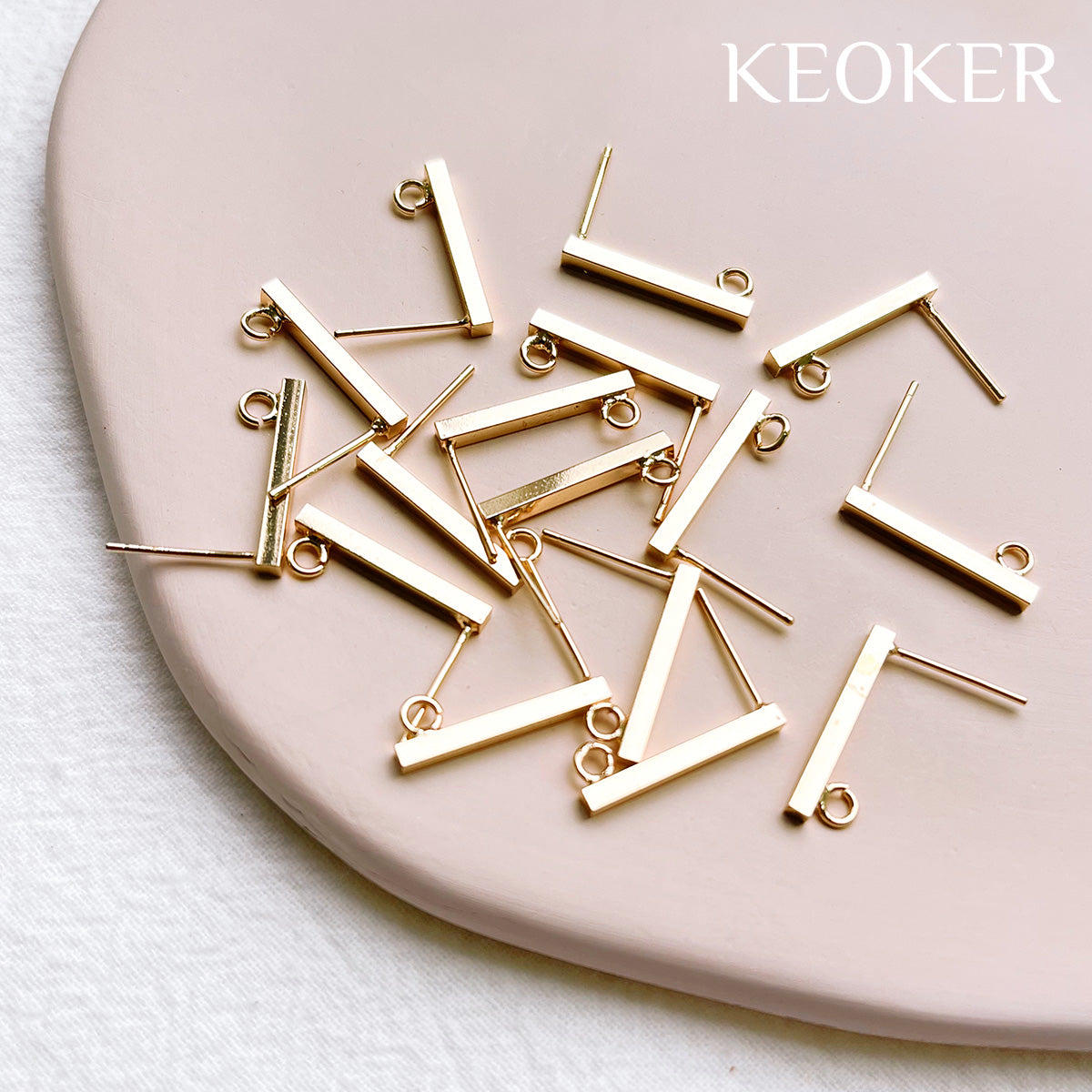 KEOKER S925 Silver Post 14K Gold Filled Bar Post Earrings (4PCS)