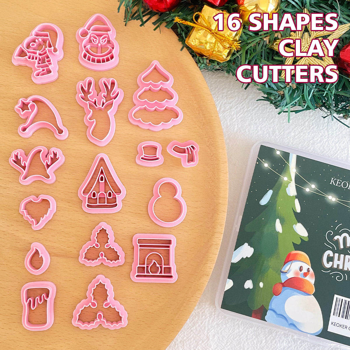 KEOKER Christmas Clay Cutters (16 Shapes)