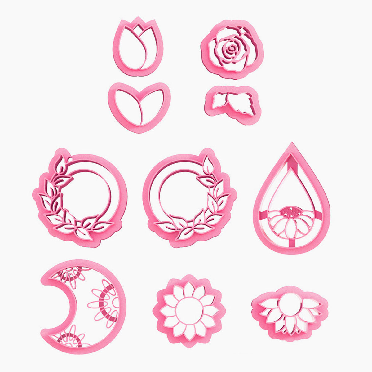 KEOKER Flower Polymer Clay Cutters (10 Shapes)