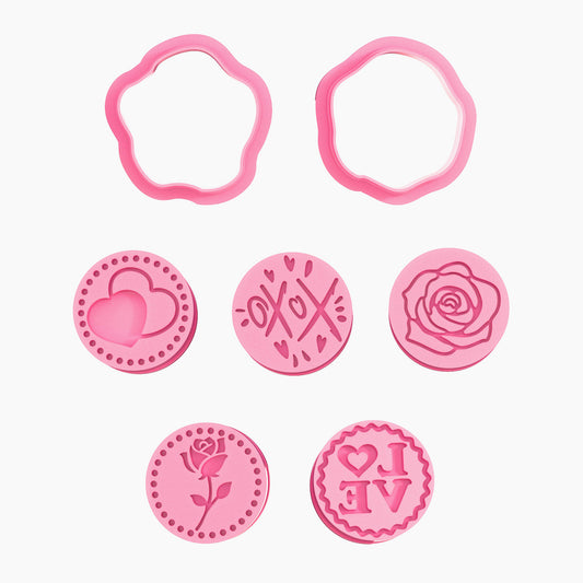 KEOKER Valentines Day Clay Cutters and Stamps(7 shapes)