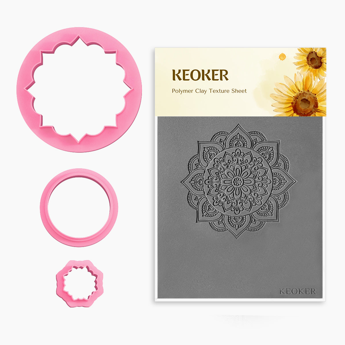 KEOKER Mandala Polymer Clay Cutters & Texture Mats For Clay